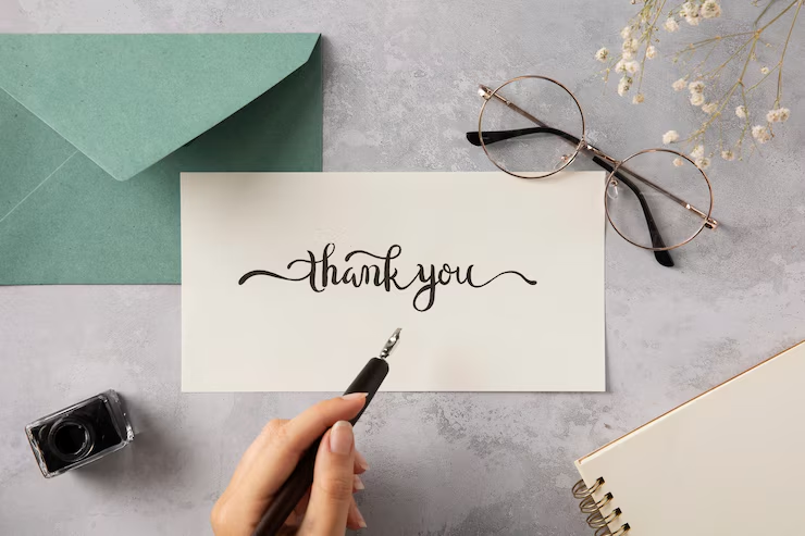 Handwritten thank you card