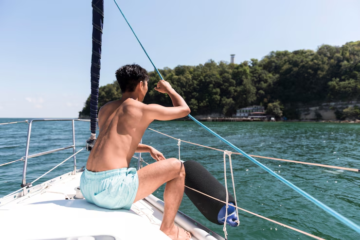 Man exploring Delray Beach on a yacht